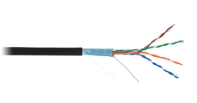 Кабель F/UTP кат.5E (класс D) 4 пары 100МГц ОЖ BC чистая медь внешн. PE до -40град.C черн. (уп.305м) NETLAN EC-UF004-5E-PE-BK ТехноИмпульс
