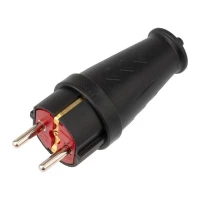 Вилка прямая влагозащ. 16А IP44 с заземл. COMPACT каучук черн. Rexant 111-200 ТехноИмпульс