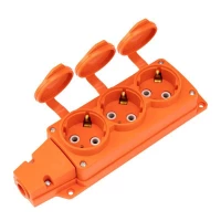 Колодка удлинителя 3-м с заземл. 16А IP54 влагозащ. с защ. крышкой COMPACT каучук оранж. Rexant 111-227 ТехноИмпульс