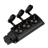 Колодка удлинителя 3-м с заземл. 16А IP54 влагозащ. с защ. крышкой COMPACT каучук черн. Rexant 111-223 ТехноИмпульс