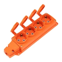 Колодка удлинителя 4-м с заземл. 16А IP54 влагозащ. с защ. крышкой COMPACT каучук оранж. Rexant 111-228 ТехноИмпульс