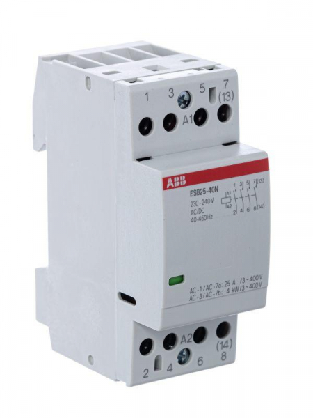 Контактор ESB25-40N-06 модульный (25А АС-1 4НО) катушка 230В AC/DC ABB 1SAE231111R0640 ТехноИмпульс
