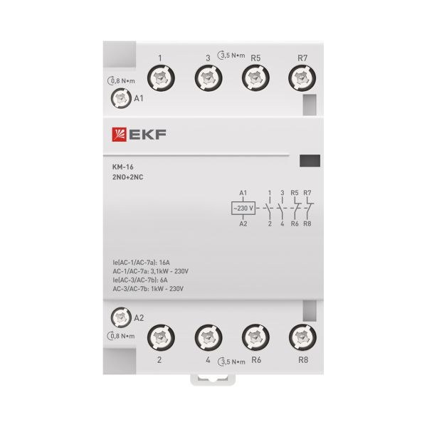 Контактор модульный КМ 16А 2NО+2NC (3 мод.) PROxima EKF km-3-16-22 ТехноИмпульс