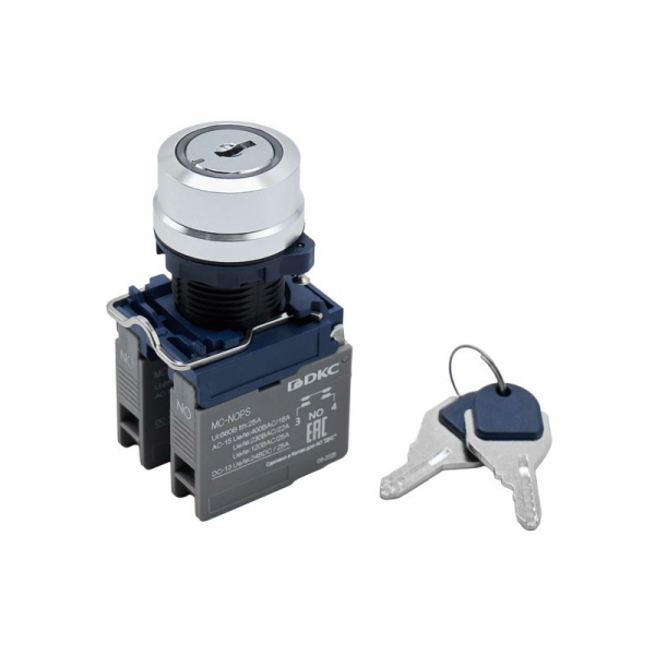 Головка переключателя с ключом на 3 положения с фиксацией стандартная ручка алюм. черн. DKC M22S-KL3A ТехноИмпульс