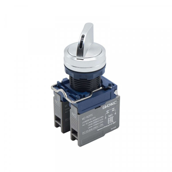 Головка переключателя на 2 положения с фиксацией стандартная ручка алюм. черн. DKC M22S-L2A ТехноИмпульс