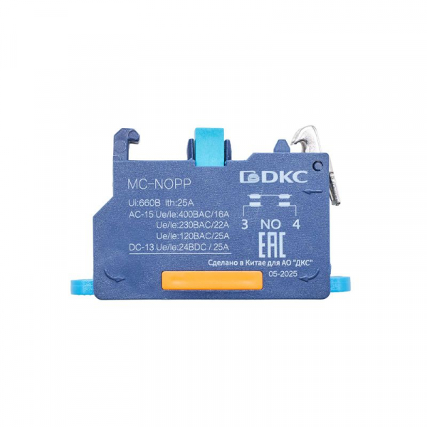 Блок контактный с клеммным безвинтовым зажимом нормально-открытый DKC MC-NOPP ТехноИмпульс