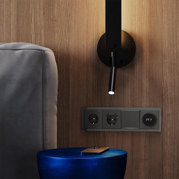 Выключатель 1-кл СП S70 10А с подсветкой механизм титан Voltum VLS010206 ТехноИмпульс