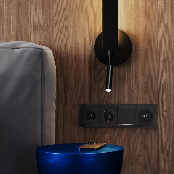 Выключатель 1-кл СП S70 10А с подсветкой механизм черн. матов. Voltum VLS010208 ТехноИмпульс