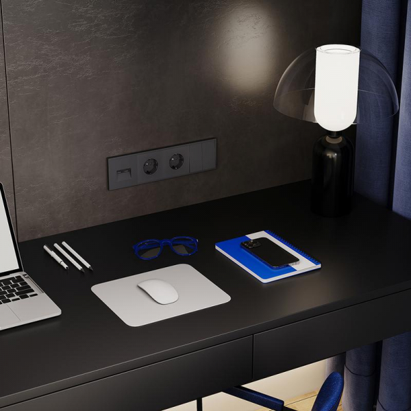 Выключатель 2-кл. СП S70 10А механизм графит Voltum VLS020107 ТехноИмпульс