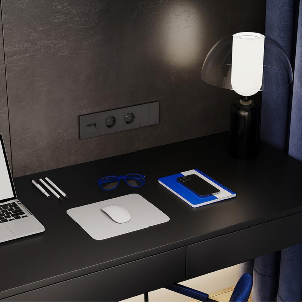 Выключатель 2-кл. СП S70 10А механизм черн. матов. Voltum VLS020108 ТехноИмпульс