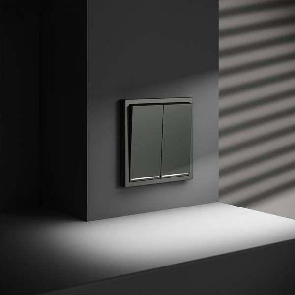 Выключатель 2-кл. СП S70 10А с подсветкой механизм титан Voltum VLS020206 ТехноИмпульс