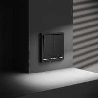 Переключатель проходной 2-кл. СП S70 10А с подсветкой механизм черн. матов. Voltum VLS020408 ТехноИмпульс