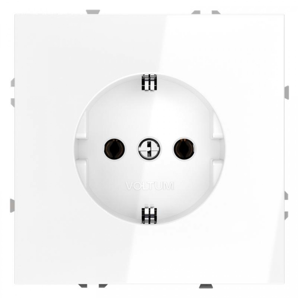 Розетка 1-м СП S70 16А с заземл. механизм бел. глянцевый Voltum VLS040101 ТехноИмпульс
