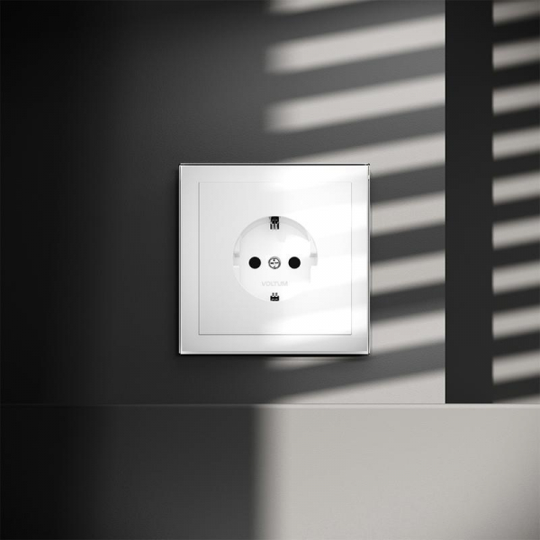 Розетка 1-м СП S70 16А с заземл. механизм бел. глянцевый Voltum VLS040101 ТехноИмпульс