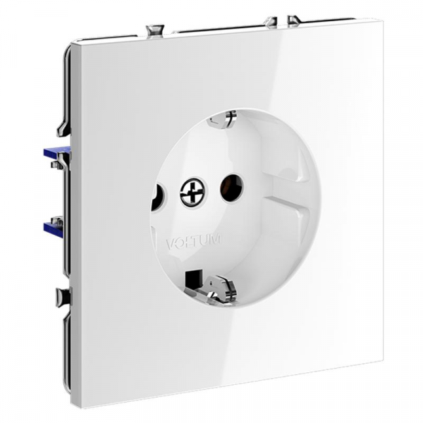 Розетка 1-м СП S70 16А с заземл. механизм бел. глянцевый Voltum VLS040101 ТехноИмпульс