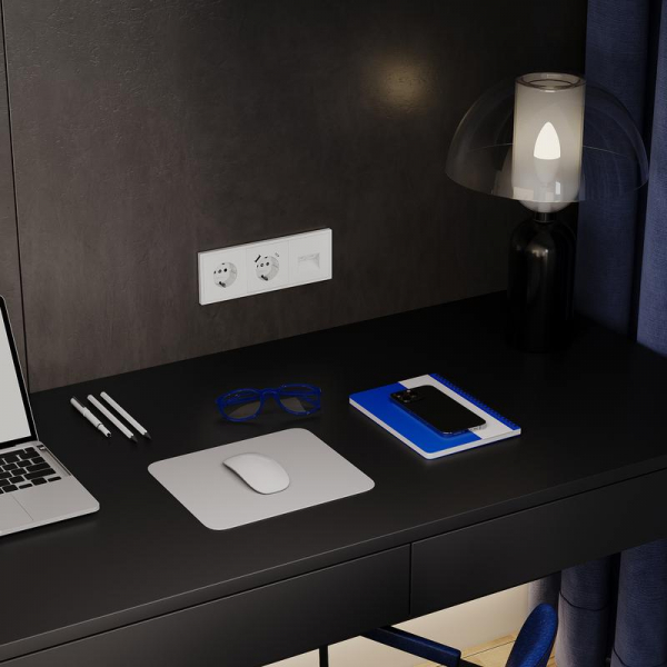 Розетка 1-м СП S70 16А с заземл. механизм бел. матов. Voltum VLS040102 ТехноИмпульс