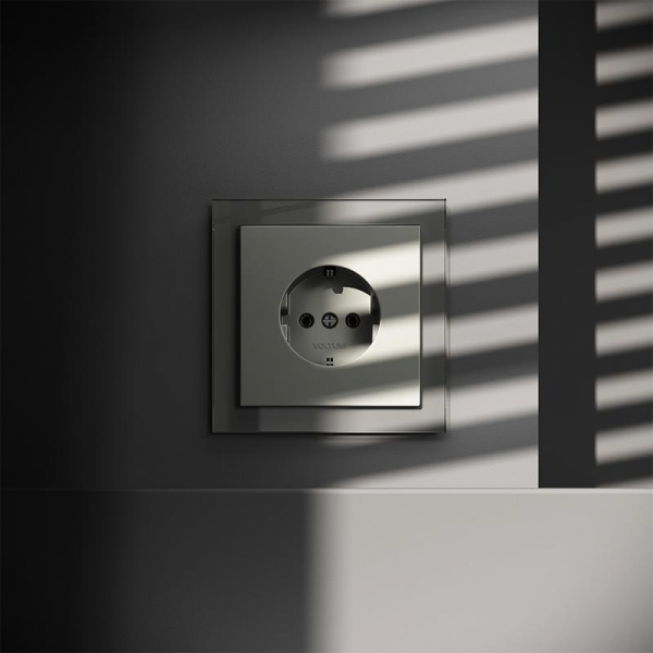 Розетка 1-м СП S70 16А с заземл. механизм сталь Voltum VLS040105 ТехноИмпульс