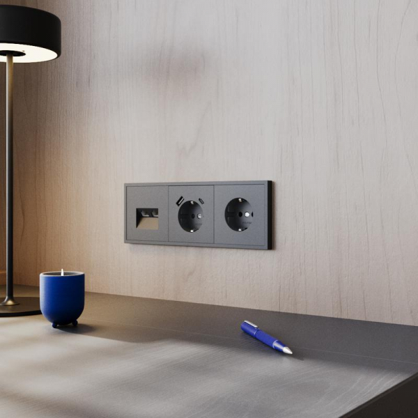 Розетка 1-м СП S70 16А с заземл. механизм графит Voltum VLS040107 ТехноИмпульс