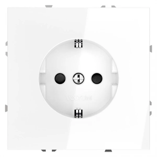 Розетка 1-м СП S70 16А с заземл. защ. шторки механизм бел. глянцевый Voltum VLS040201 ТехноИмпульс