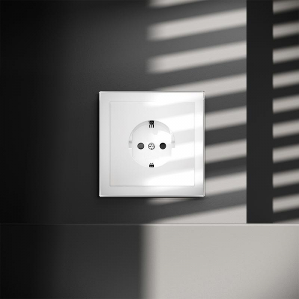 Розетка 1-м СП S70 16А с заземл. защ. шторки механизм бел. глянцевый Voltum VLS040201 ТехноИмпульс