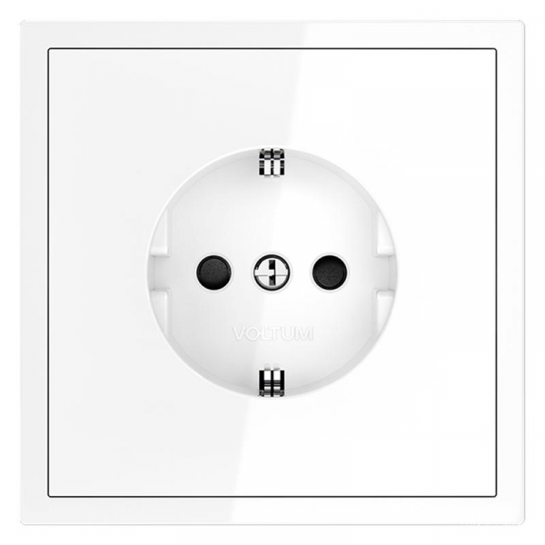 Розетка 1-м СП S70 16А с заземл. защ. шторки механизм бел. глянцевый Voltum VLS040201 ТехноИмпульс