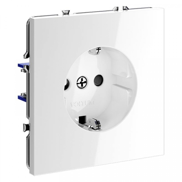 Розетка 1-м СП S70 16А с заземл. защ. шторки механизм бел. глянцевый Voltum VLS040201 ТехноИмпульс