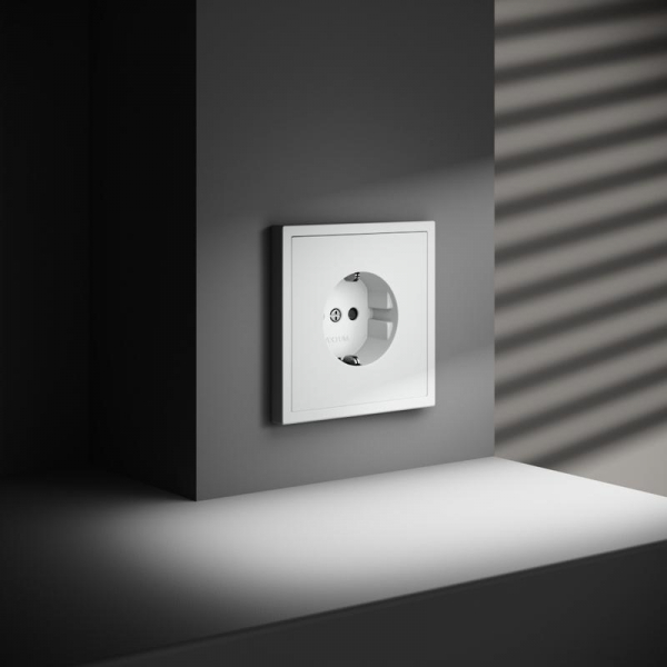 Розетка 1-м СП S70 16А с заземл. защ. шторки механизм бел. матов. Voltum VLS040202 ТехноИмпульс