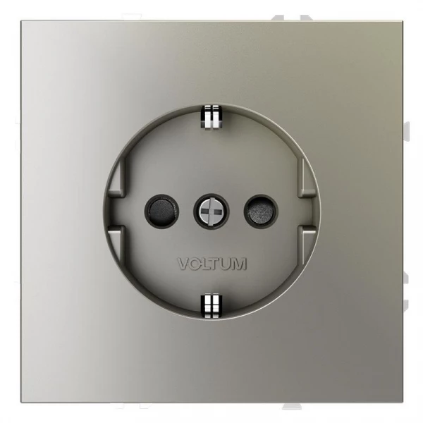 Розетка 1-м СП S70 16А с заземл. защ. шторки механизм шелк Voltum VLS040204 ТехноИмпульс