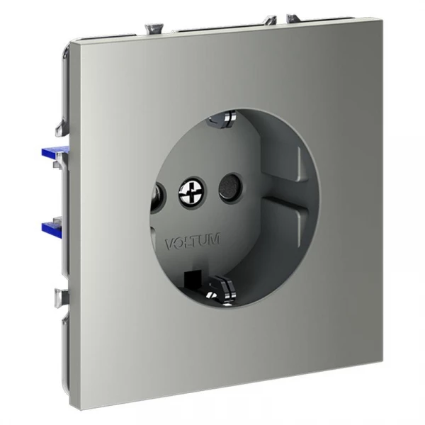 Розетка 1-м СП S70 16А с заземл. защ. шторки механизм сталь Voltum VLS040205 ТехноИмпульс