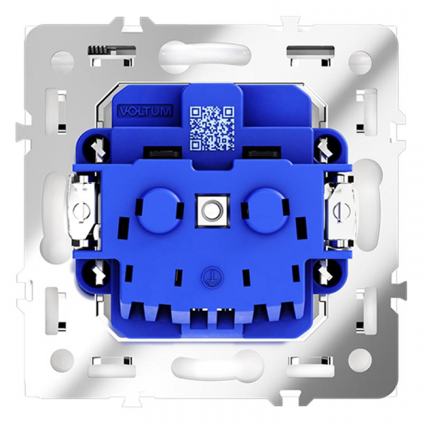 Розетка 1-м СП S70 16А с заземл. защ. шторки + крышка механизм бел. глянцевый Voltum VLS040301 ТехноИмпульс