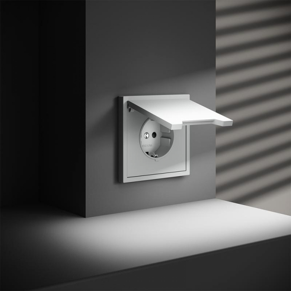 Розетка 1-м СП S70 16А с заземл. защ. шторки + крышка механизм бел. матов. Voltum VLS040302 ТехноИмпульс