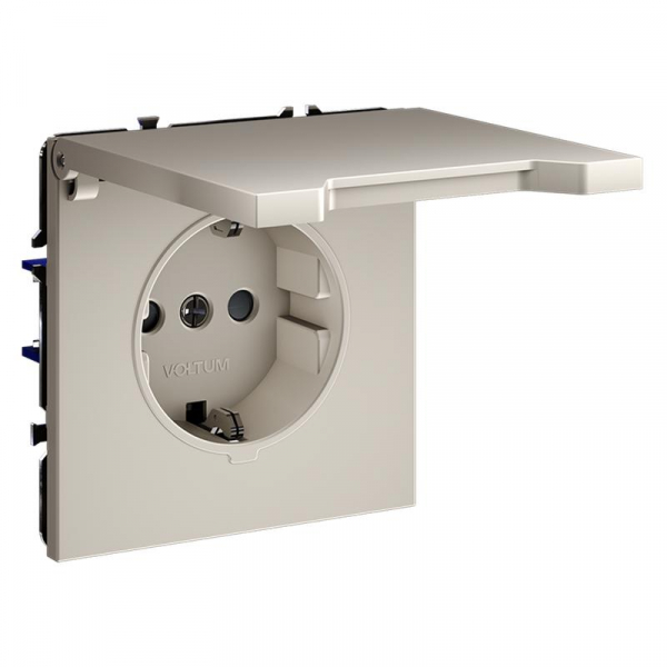 Розетка 1-м СП S70 16А с заземл. защ. шторки + крышка механизм кашемир Voltum VLS040303 ТехноИмпульс