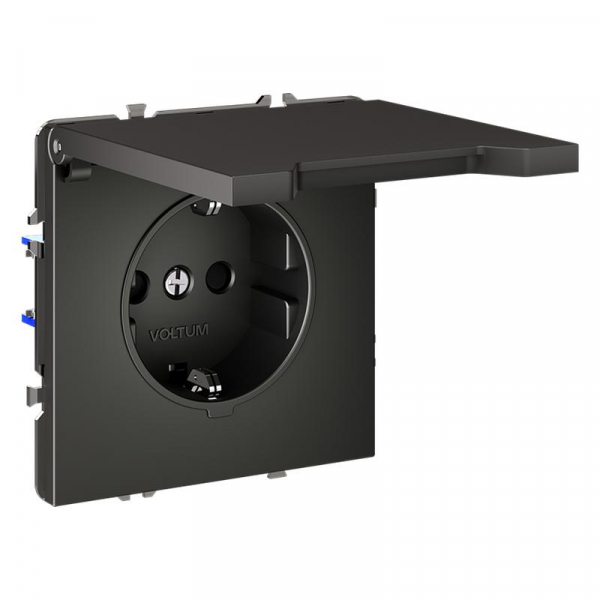 Розетка 1-м СП S70 16А с заземл. защ. шторки + крышка механизм титан Voltum VLS040306 ТехноИмпульс