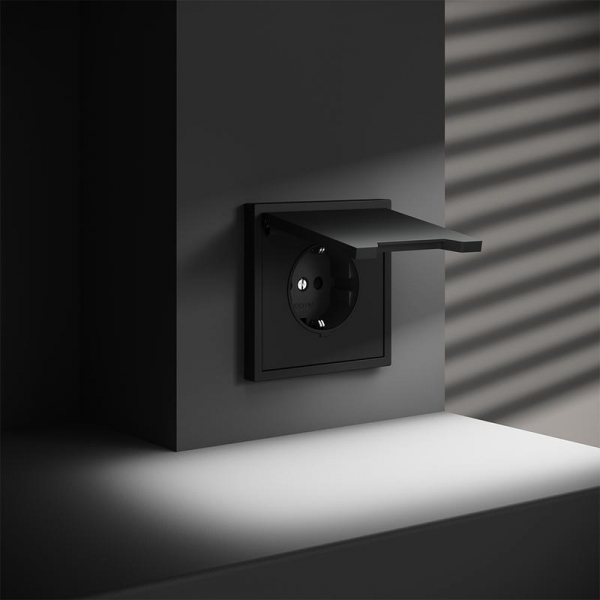 Розетка 1-м СП S70 16А с заземл. защ. шторки + крышка механизм черн. матов. Voltum VLS040308 ТехноИмпульс
