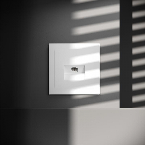 Розетка компьютерная 1-м СП S70 RJ45 кат.6 механизм бел. матов. Voltum VLS060102 ТехноИмпульс