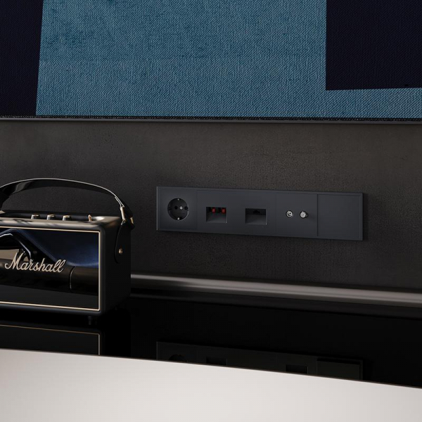 Розетка компьютерная 1-м СП S70 RJ45 кат.6 механизм графит Voltum VLS060107 ТехноИмпульс