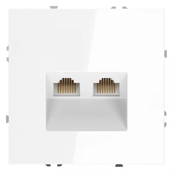 Розетка компьютерная 2-м СП S70 RJ45 + RJ45 кат.6 механизм бел. глянцевый Voltum VLS060201 ТехноИмпульс