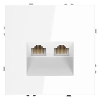 Розетка компьютерная 2-м СП S70 RJ45 + RJ45 кат.6 механизм бел. глянцевый Voltum VLS060201 ТехноИмпульс