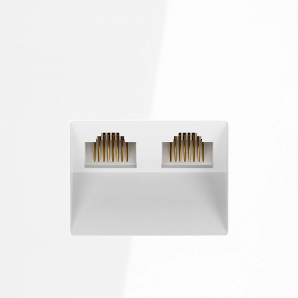 Розетка компьютерная 2-м СП S70 RJ45 + RJ45 кат.6 механизм бел. глянцевый Voltum VLS060201 ТехноИмпульс