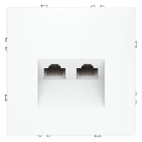 Розетка компьютерная 2-м СП S70 RJ45 + RJ45 кат.6 механизм бел. матов. Voltum VLS060202 ТехноИмпульс