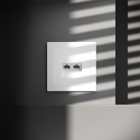 Розетка компьютерная 2-м СП S70 RJ45 + RJ45 кат.6 механизм бел. матов. Voltum VLS060202 ТехноИмпульс