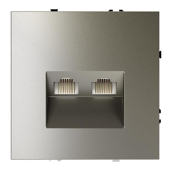 Розетка компьютерная 2-м СП S70 RJ45 + RJ45 кат.6 механизм шелк Voltum VLS060204 ТехноИмпульс