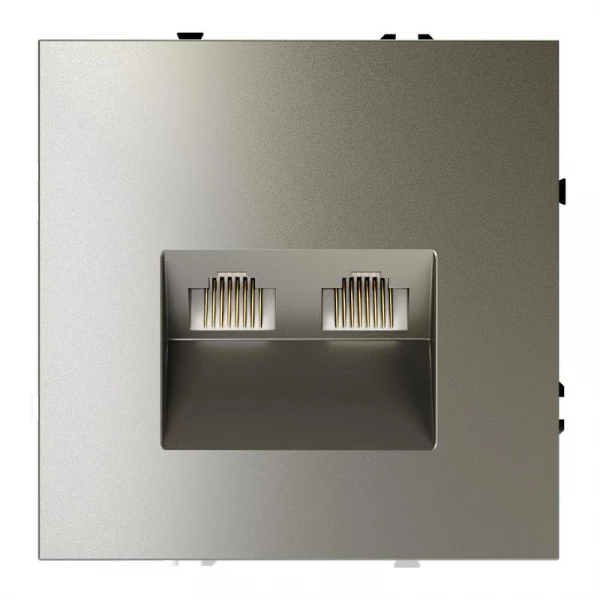 Розетка компьютерная 2-м СП S70 RJ45 + RJ45 кат.6 механизм шелк Voltum VLS060204 ТехноИмпульс