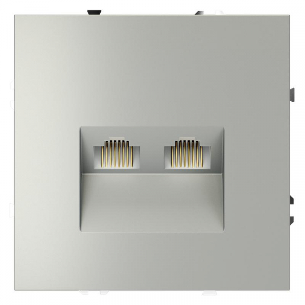 Розетка компьютерная 2-м СП S70 RJ45 + RJ45 кат.6 механизм сталь Voltum VLS060205 ТехноИмпульс