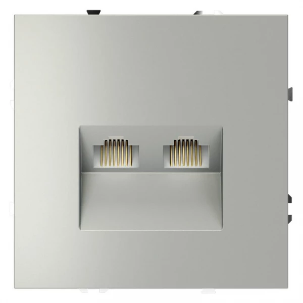 Розетка компьютерная 2-м СП S70 RJ45 + RJ45 кат.6 механизм сталь Voltum VLS060205 ТехноИмпульс