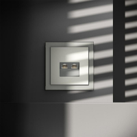 Розетка компьютерная 2-м СП S70 RJ45 + RJ45 кат.6 механизм сталь Voltum VLS060205 ТехноИмпульс