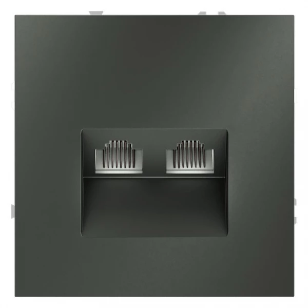 Розетка компьютерная 2-м СП S70 RJ45 + RJ45 кат.6 механизм титан Voltum VLS060206 ТехноИмпульс