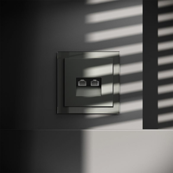 Розетка компьютерная 2-м СП S70 RJ45 + RJ45 кат.6 механизм титан Voltum VLS060206 ТехноИмпульс