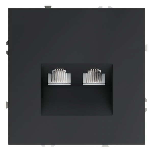 Розетка компьютерная 2-м СП S70 RJ45 + RJ45 кат.6 механизм графит Voltum VLS060207 ТехноИмпульс