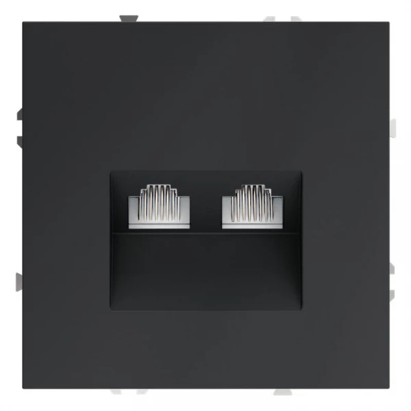 Розетка компьютерная 2-м СП S70 RJ45 + RJ45 кат.6 механизм графит Voltum VLS060207 ТехноИмпульс